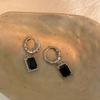 Foxanry vintage punk juodos cirkonio pakabinami auskarai moterims poroms Naujos mados, paprasti gimtadienio papuošalai apsaugo nuo alergijos 8mm sidabras
