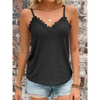 Solid Color Hollow Lace Sling L juoda