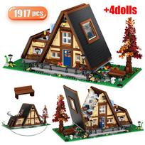 1037pcs LOZ City Mini Town Wooden Villa Building Blocks DIY Friends House MOC Architecture Bricks Toys for Children Gift