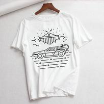 Back To The Future Delorean Casual Tee Womens  Short Sleeve Round Neck Slight Stretch TShirt White T Shirt Women Graphic Tees S