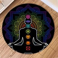 Chakra Round Mat Mandala Design for Meditation Yoga Ideal Bedrooms Game Areas Spiritual Home Living Room Nonslip Backing Decor Diameter 60cm