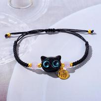Xiaohongshu Woven Black And White Cat Head Couple Bracelet Cute Colored Cat Head Gift Hand Rope For Girlfriends And Friends