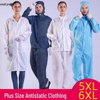 Men's Plus Size Anti-static Hooded Workwear, White, Dust-Free, Sizes 5XL-6XL 5XL Coat Navy Blue