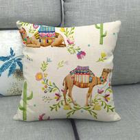 Simple Camel Pattern Collection Digital Printing Short Plush Pillow Covers For Car Sofa Office Cushion Cover Home Goods Peach skin 18*18(CM)-1Pcs