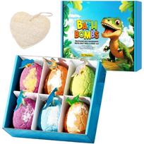 6 PCS Dinosaur Egg Bath Bombs with Dinosaur Surprise Inside, Floral Scented Bath Fizzies, Gift Set for Birthday Christmas Easter, Gentle Bath Bubbles įvairiaspalvis