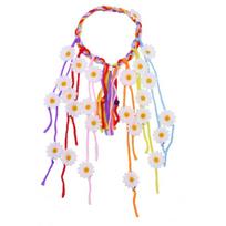 Flower Hippie Headbands for Women Floral Hairband Fairys Crown Wedding Parties Outfit Costume Sunflowers Hair Accessories 1 balta