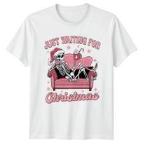 Just Waiting For Christmas Skeleton Holidays Unisexs TShirt Unisexs Tee Graphic S