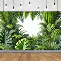 Atogrąžų augalų sienos tematikos vakarėlio dekoracija Fonas Žalias sodas Augalų vėliava namų vakarėliams Vestuvės Gimtadienio dekoracija 120X90CM beige