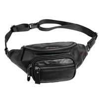 Fashion Internet Celebrity Fanny Pack High Quality First Layer Cowhide Black Fanny Pack Genuine Leather Satchel Men'S Genuine Leather Fanny Pack juoda
