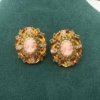 Medieval Italian Cameo Earrings: Luxurious Retro Palace Style Consult Customer Service