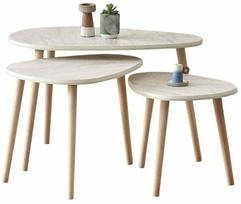 Kavos staliukų komplektas Kalune Design Alvin, travertine sp., 38 - 52 cm x 80 cm x 40 - 50 cm, 3 vnt.