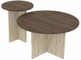 Kavos staliukų komplektas Kalune Design Private, riešuto sp./travertine sp., 40 - 70 cm x 70 cm x 40 - 47 cm, 2 vnt.