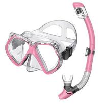 Snorkel Mask with Dry Top Snorkel, Leak-Proof Anti-Fog Panoramic Diving Mask & Snorkel Set, Waterproof Snorkeling Gear for Adults K