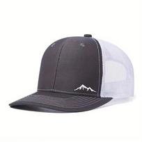 Cross-border Hot-selling Snow Mountain Style Flat-brim 6-Panel Baseball Cap Slight Curve Richardson Trucker Hat Outdoor Adjustable