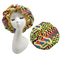 African Pattern Print Ankara Bonnet Double Layer Satin Large Turban for Women Sleep Night Hat Silk Hair Ladies Night Parties