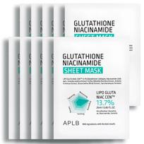 APLB Glutationo Niacinamido Lakštinė Kaukė 25ml 10vnt | Šviesinanti, Lyginanti Odos Toną, Drėkinanti Tekstūra 25ml 10ea