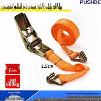 Heavy-Duty Ratchet Tie-Down Strap with Double Hooks for Cargo Securing Double Hook Zinc Tightener Strap 2.5cm x 2m