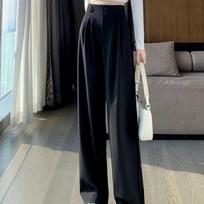 Elegant Wide-leg Pants, High-waisted Black Loose Pants, Office Loose Suit Pants XXL