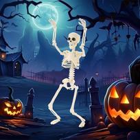 Helovino šuo skeletas žmogus dekoracija 90/165cm - Siaubo pokštas vaiduoklių namui arba pabėgimo kambariui beige