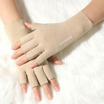 Autumn Winter Solid Color Semi-Finger Short Mittens German Velvet Touchscreen Half Finger Gloves smėlis