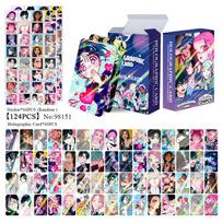 124pcs Alien Stage Holographic Laser Cards Stickers Set Collectible LOMO Cards for Fans Gifts including Luka Hyuna Ivan blue