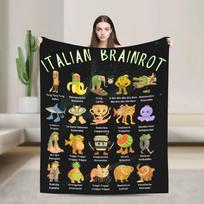 Types of Italian Brainrot Characters Blanket Funny Meme Flannel Soft Throw for Bedding Lounge All Season Travel 100x150cm
