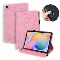 Suitable for Samsung Tab S6 Lite tablet leather case, retro matte pattern card holder, anti-drop protective case Samsung galaxy tab s6 lite rožinė