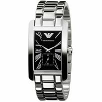 Emporio Armani AR0156 Klasikinis Juodas Stačiakampis Vyriškas Laikrodis 38mm sidabras