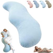 Žirnio ankšties formos pagalvė suaugusiems, 41×11  Ergonomiška šoninio miegojimo pagalvė-pagalvėlė, Kvėpuojantis plaunamas užvalkalas Miegojimo pagalvė, Ilga kojų apkabinimo pagalvė (Rožinis) mėlyna