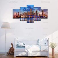5 vnt. drobės tapyba sienos menas Majamio miesto panorama miesto dangoraižiai tiltas moduliniai plakatai ir spaudiniai moderni namų dekoracija 20x35cm*2  20x45cm*2  20x55cm*1