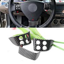 For VW Golf 5 MK5 Passat B6 Jetta MK5 Tiguan 3pcs ABS Carbon Fiber Texture Interior Steering Wheel Panel Cover Protective Trim