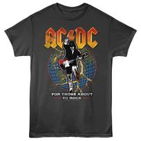 ACDC Angus Young Globe For Those About To Rock Men's T Shirt Unisex T-Shirt XL