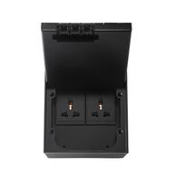 German/US Standard Black Stainless Steel Flip-Top Power Socket Box, Marble Style