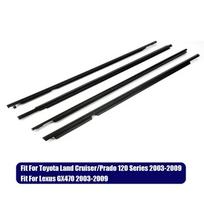 Automobilio durų langų stiklo sandarinimo juostelės, dekoratyvinės sandarinimo juostelės Toyota Land Cruiser/Prado 120 serijai, Lexus GX470 2003-2009 juoda