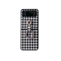 Applicable to Samsung Z Flip7 ring flash diamond mobile phone case plaid camellia zflip6 folding screen protective case samsung z flip7 juoda