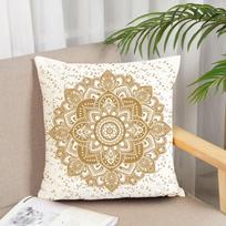 Gold Mandala Pillow Cover Boho Indian Floral Print Yoga Meditation Cushion Case For Sofa Bed Couch Bohemian Home Decor Gifts Peach skin 18*18(CM)-1Pcs