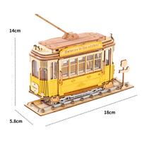 Vintažinis automobilis autobusas karieta rankdarbiai 3D medinis dėlionė savarankiškam surinkimui edukaciniai žaislai vaikams vaikams suaugusiems dovana style 2 gelsvai ruda