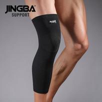 JINGBA SUPPORT Sportiniai krepšinio kelio sąnario apsaugai Elastingas nailoninis kelio įtvaras Tinklinio kamuolio kelio apsauga rodillera deportiva M brown