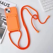 Kryžminio kūno virvelės virvė telefono dėklas iPhone 16E 16 15 14 Plus 13 12 11 Pro Max silikoninis kortelių paketas apsaugos nuo kritimo dangtelis IPhone 14 Pro Max orange