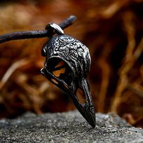 Vintažinis Unikalus Nerūdijančio Plieno Vikingų Varnos Kaukolės Pakabukas Punk Vyriški Personalizuoti Gyvūnų Karoliai Hip Hop Tendencijos Papuošalai Didmeninė Prekyba W6510WW- black