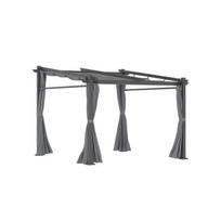 Outsunny Pergola 2,97 x 2,95 m, Pavillon hydrofuge avec toit solaire, parties latérales, abri de terrasse, polyester, gris foncé