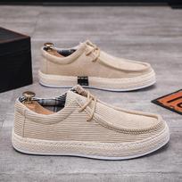 Men's one-pedal lazy shoes corduroy men's shoes casual shoes four seasons round head sailing shoes men's shoes 39