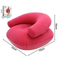 With Armrests Inflatable Lazy Sofa PVC Material With Backrest U-Shaped Flocking Sofa Portable Desig Flocking Surface rožinė raudona spalva