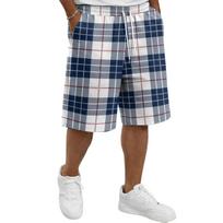 Men's Casual Plaid Drawstring Shorts Relaxed Fit Mid-Length Shorts with Side Pockets Suitable for Everyday Wear XXXL