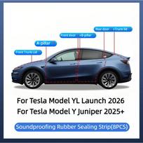 For New Tesla Model YL Launch / Y Juniper 2026-2025 Door Seal Kit Soundproof Rubber Weather Strip Wind Noise Reduction Kit Sealing Strip 8PCS gray