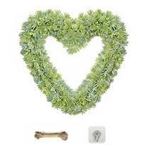 Wall Mount Heart Love Shaped Garland Decor 15 inch Simulation Artificial Green Leaves Heart Shaped Wreath For Home Hanging Decor