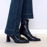 Women Boots High Heels Mid Calf Boots Bow Elegant Retro Pumps Winter Dress Woman Botas 2025 New Trend Brand Zapatillas 35