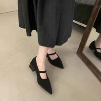 Suede Pointed Toe Women Shoes Chunky Mid Heels Shallow Shoes Woman 2025 Trend Winter Fashion Brand Casual Walking Zapatos Femme 35