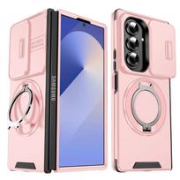 Tinka Samsung Galaxy Z Fold 7 6 Flip 7 6 360 laipsnių besisukantis magnetinis laikiklis su kameros apsauga Telefono dėklas Galaxy Z Flip 7 rožinė