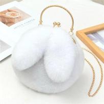 New women's rabbit ears single shoulder crossbody portable small satchel cute versatile fashion plush foreign gas chain bag winter bag balta